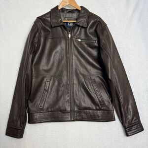 CUTTER & BUCK Mens Large 100% Brown LAMB SKIN Leather Bomber Jacket Coat New